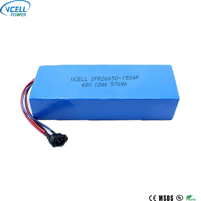48V 12Ah 26650 Ebike LiFePO4 batteripaket