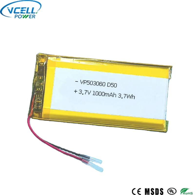 503060 3,7V 1000mAh 3,7Wh litiumpolymerbatteri