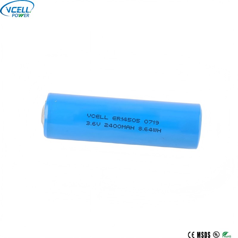 ER14505 3,6V 2400mAh AA-storlek Li SOCL2-batteri